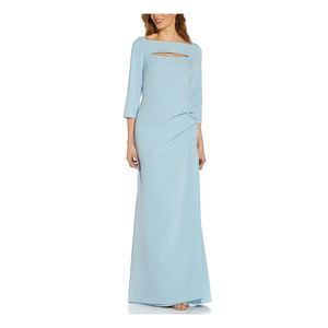 ADRIANNA PAPELL Womens Light Blue 3/4 Sleeve Full-Length Formal Gown Dress 12